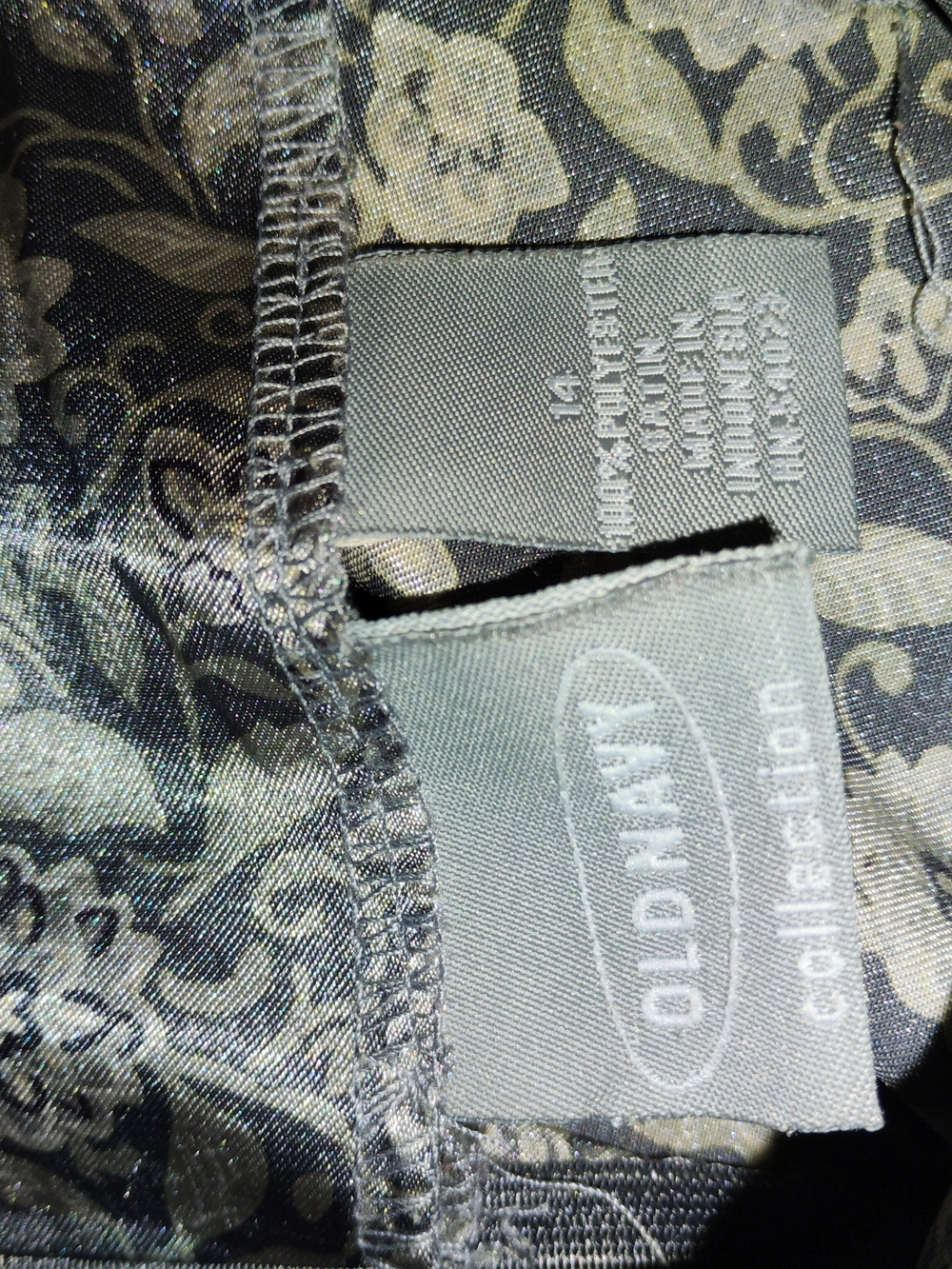 Old Navy Floral Satin Midi Slip Skirt Gray Black Silk Ditsy Print Whimsical L - Picture 5 of 6